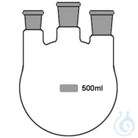 Pallone Duran fondo tondo ml.50 centrale NS29/32 + 2 laterali NS14/23 paralleli Pallone in vetro...